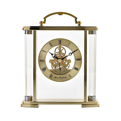 Wm. Widdop Mantel Clock with Handle Skeleton Movement W2918-19 Available Multiple Colour