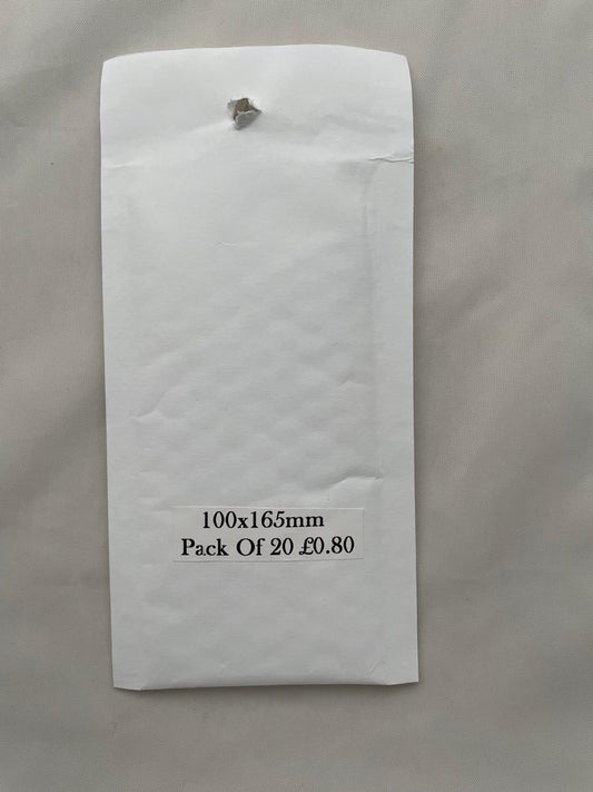 Quality Padded Bubble Envelope in White 100x165mm (QTY 20)