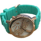 Ladies Fashion Butterfly Bling Dial with Rubber Strap Watch - CLEARANCE NEEDS RE-BATTERY Available Multiple Color