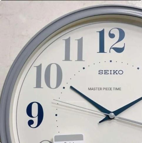 Seiko Decorator With Blue Numbers Wall Clock Matt Grey QXA740N