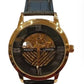 NY London Mens Automatic Dial Analogue Gold/Black Leather Strap Watch