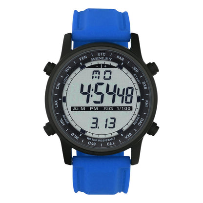 Henley Mens Fashion Digital Black Dial Rubber Strap sports Watch HDG038 Available Multiple Colour