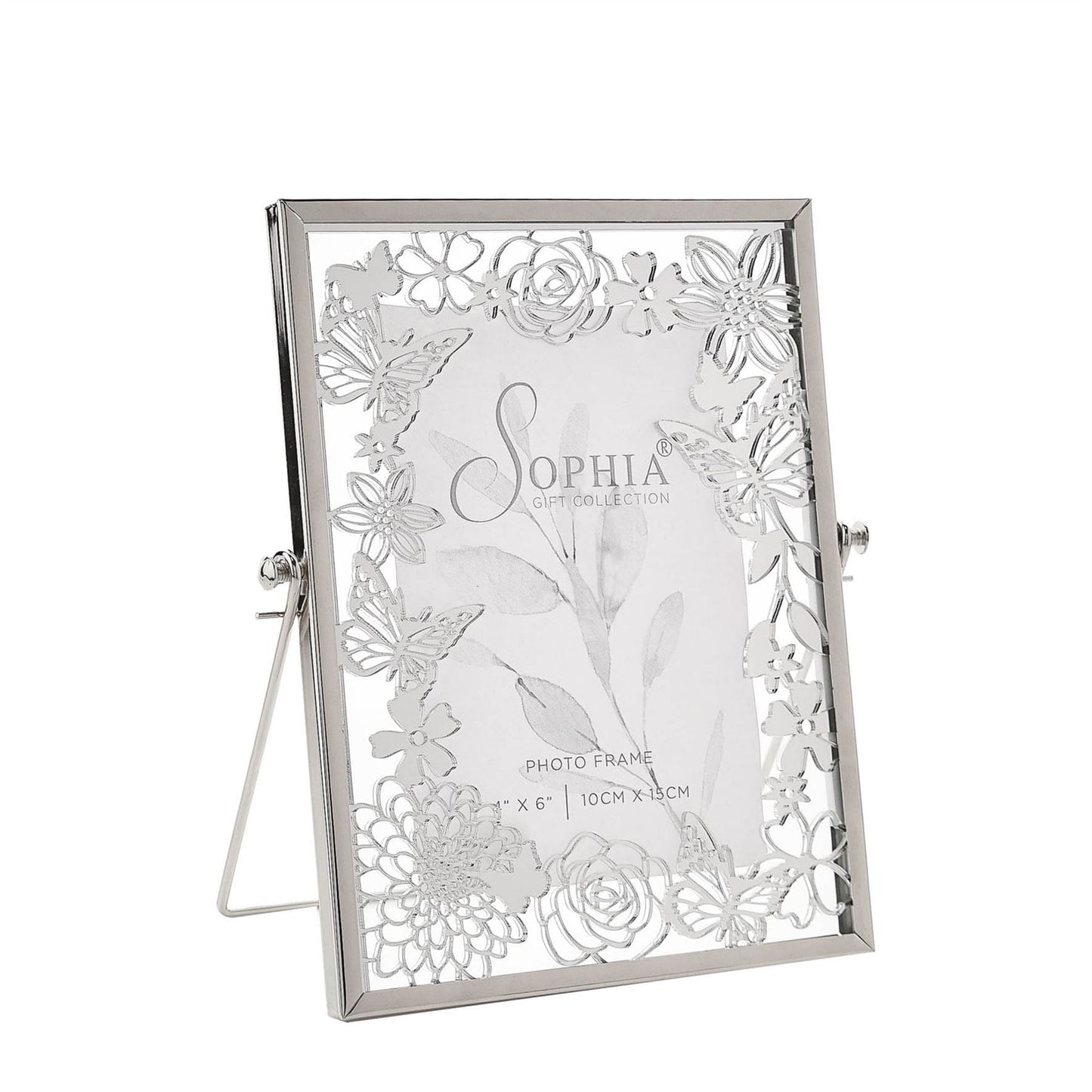 Sophia Mirrored Floral Pattern Photo Frame 4" x 6"