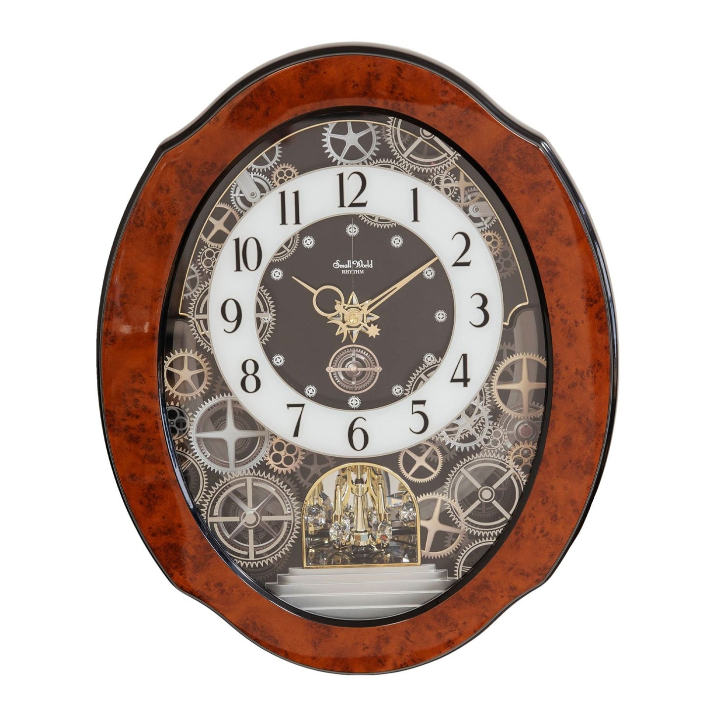 Rhythm Magic Motion Clock Crystal Decoration Wood Effect