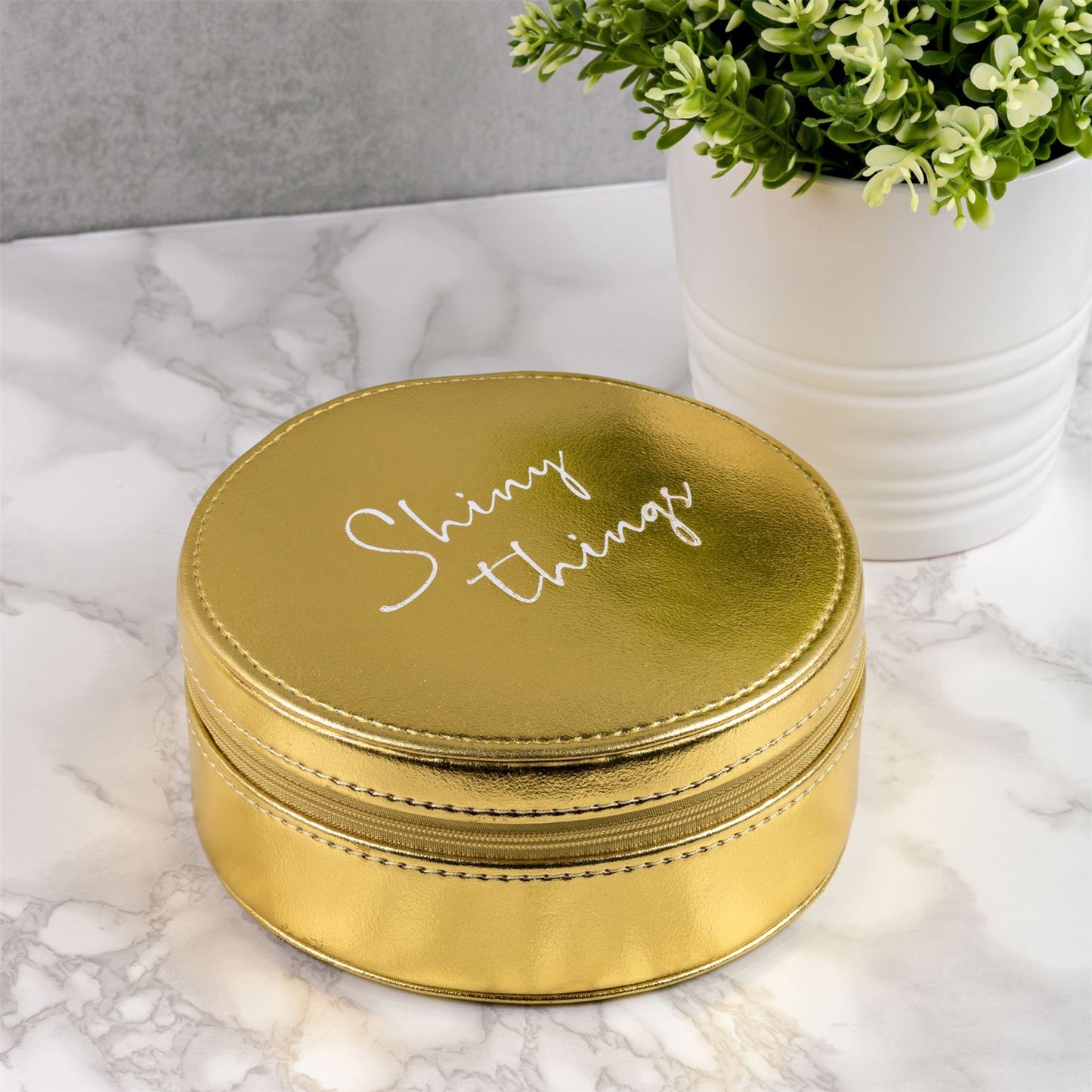 Sophia Gold Leatherette Jewellery Box "Shiny Things"