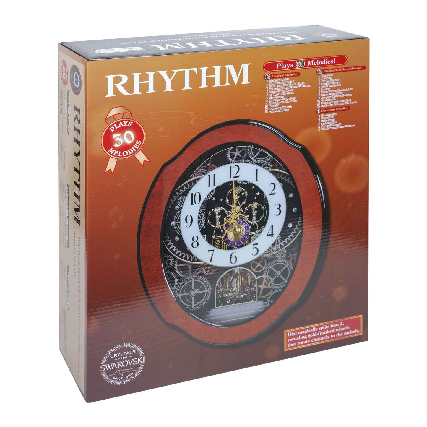 Rhythm Magic Motion Clock Crystal Decoration Wood Effect