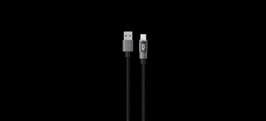 Wyeflow USB-A to USB C Fast Charging & Data Cable With LED Display 1m