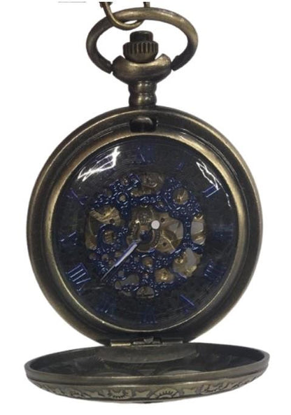 Mens & Ladies Mechanical Hand Winding Half Hunter Steampunk Bronze Pocket Watch