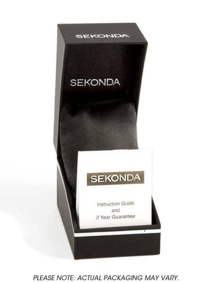 Sekonda Ladies Basic White Dial Gold Plated Stainless Steel Expander Bracelet Watch 4134B