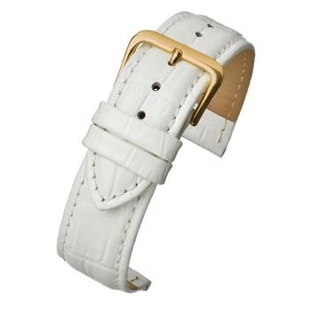 White Padded Crocodile Grain leather Watch Strap Available Size 12mm-26mm