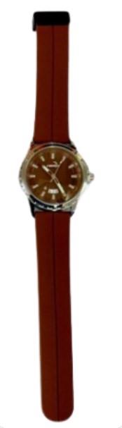 Heryi Rubber Gents Fashion Quartz Date Brown Dial Brown Rubber Magnetic Strap Watch