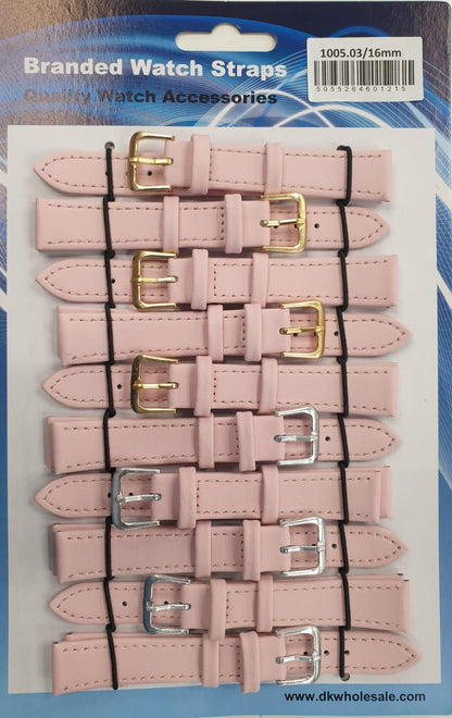 Leather Pink Watch Straps Pk10 Available sizes from 6mm To 24mm 1005.03