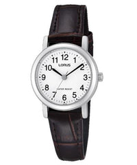 Lorus Ladies Basic White Dial Brown Leather Strap Watch RRS57UX9 BRAND NEW BUT NEEDS BATTERY