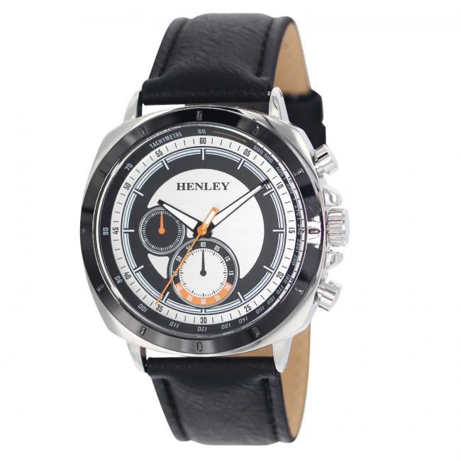 Henley Mens Polished Sports Leather Strap Watch H02214 Available Multiple Colour