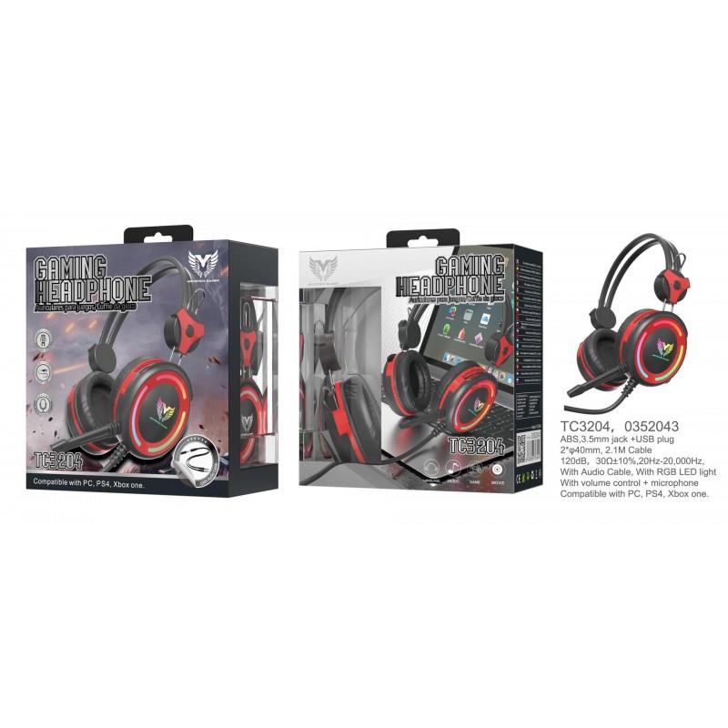 MTK Gaming Headphone RGB Light, with Mic & Volume Control, PC/PS4/XBox One, 2.1M