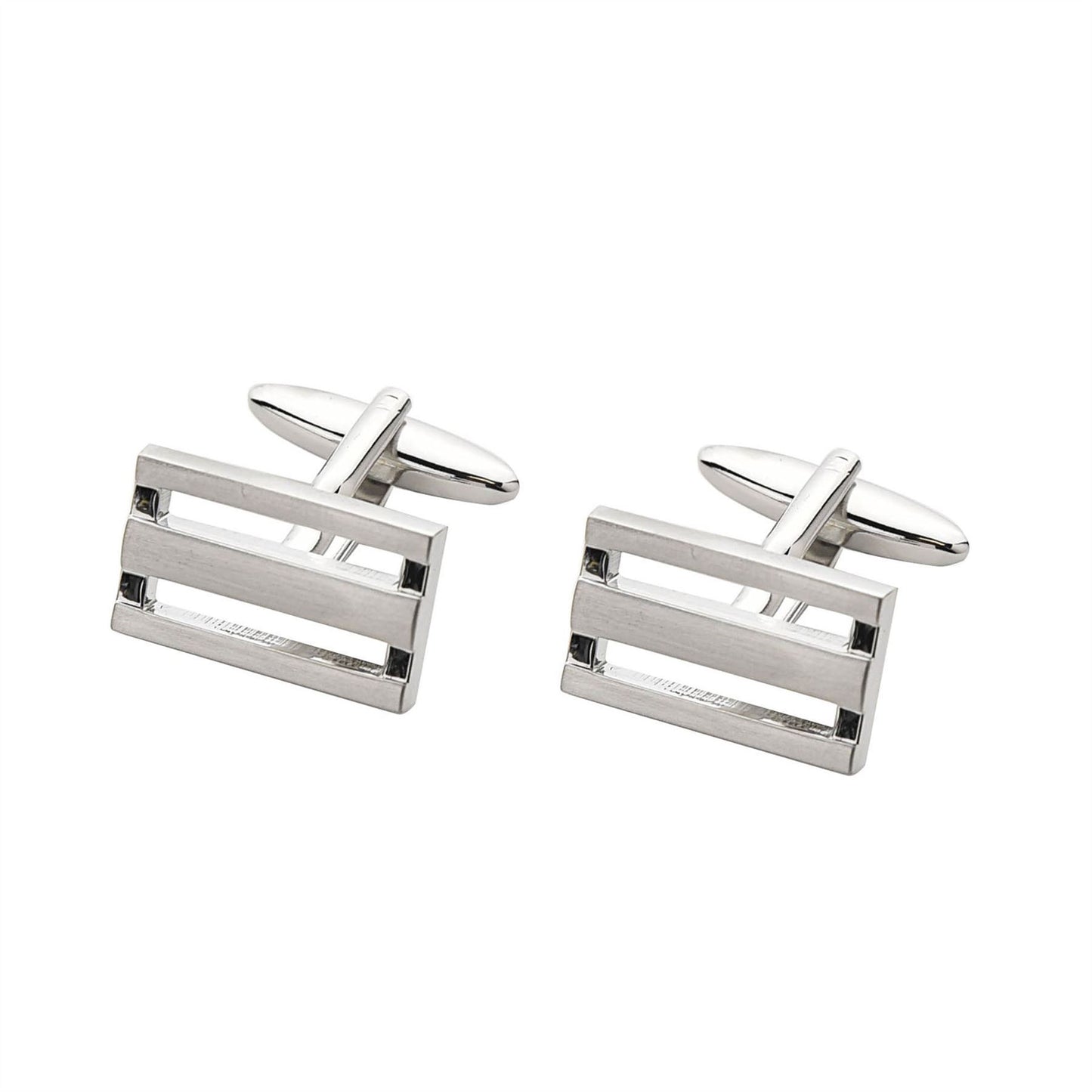 Harvey Makin Brushed Rhodium Oblong Cufflinks