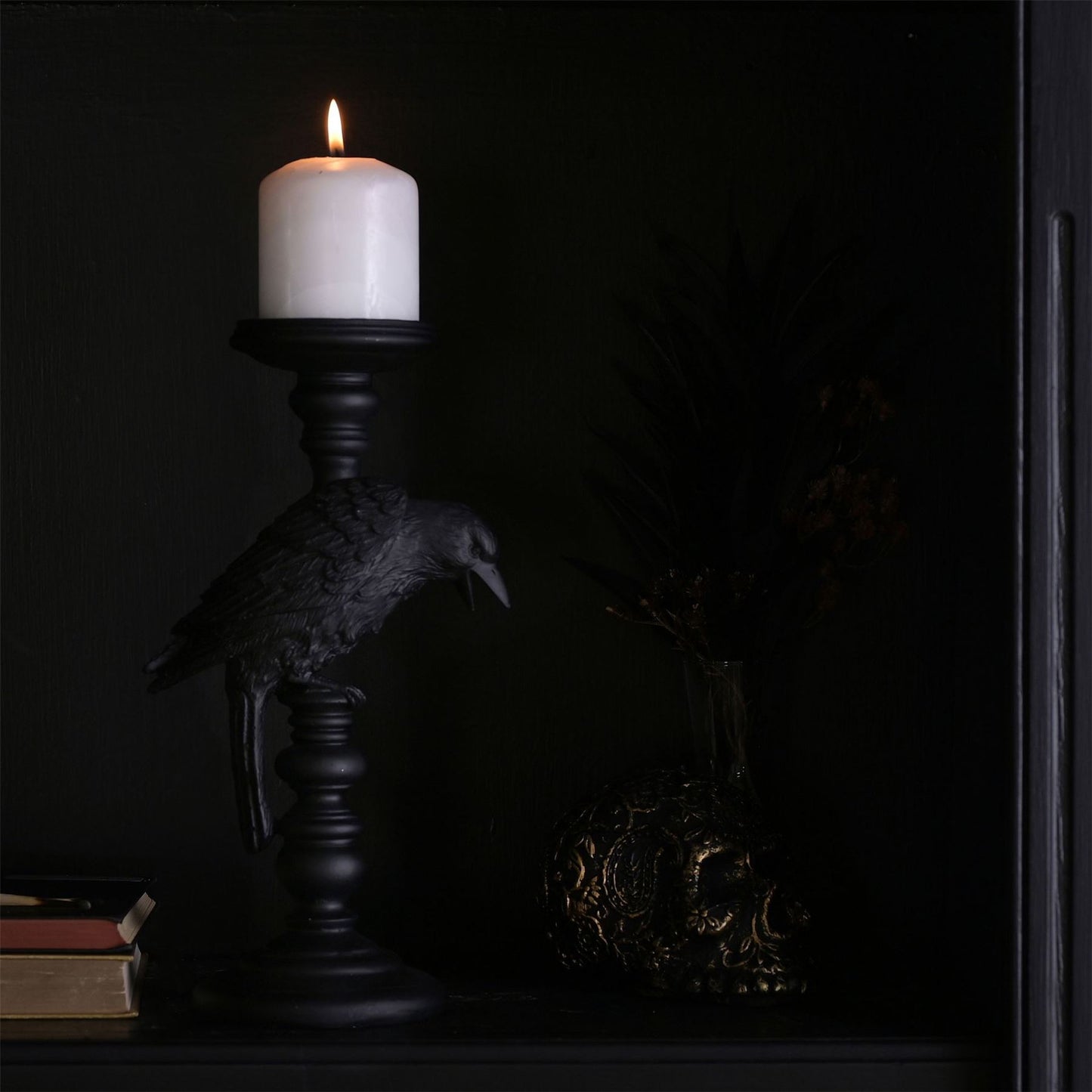 Black Crow Pillar Candle Holder