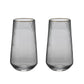 Hestia Set of 2 Grey Hi Ball Glasses with Gold Rim