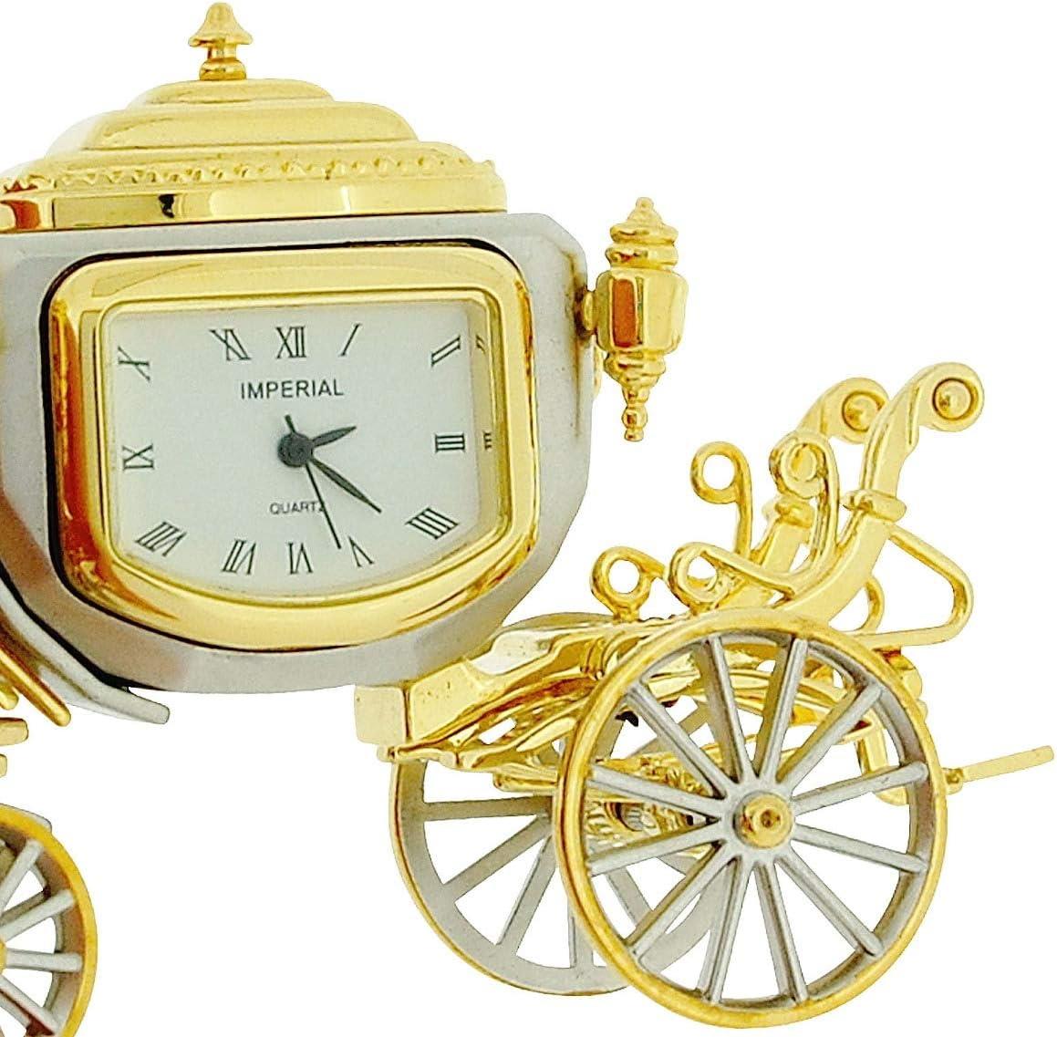 GTP Miniature Clock Two Tone Plated Jubilee Royal State Coach Novelty Collectors Clock IMP1050 - CLEARANCE NEEDS RE-BATTERY