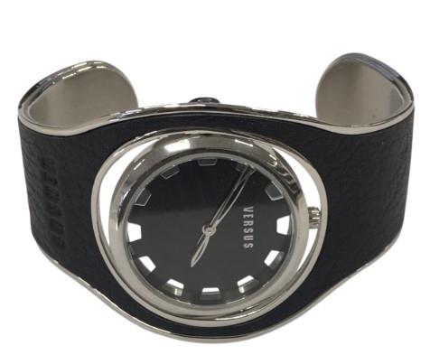 Versus Versace Ladies Fashion Rotate face Half Band Cuff Metal Bracelet Strap watch Available Multi Colour - CLEARANCE NEEDS RE-BATTERY