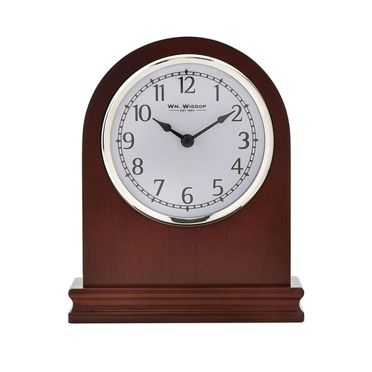 Wm. Widdop Arched Walnut Wood Mantel Clock with Arabic Dial