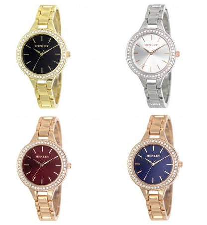 Henley Ladies Fashion Bling Diamante Bracelet Watch H07323 Available Multiple Colour