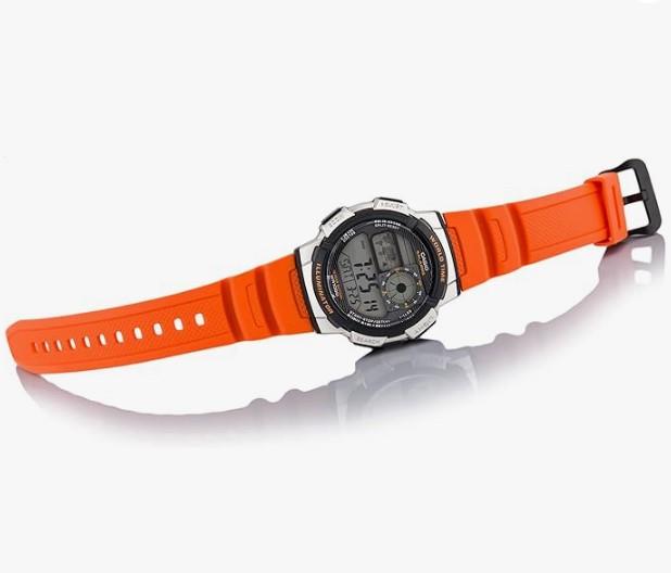 Casio Mens Digital illuminator Sports Orange Rubber Strap Watch - AE-1000W-4BVDF