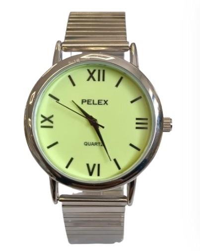 Pelex Mens Big Roman number Metal Bracelet Strap Quartz Watch Available Multiple Colour