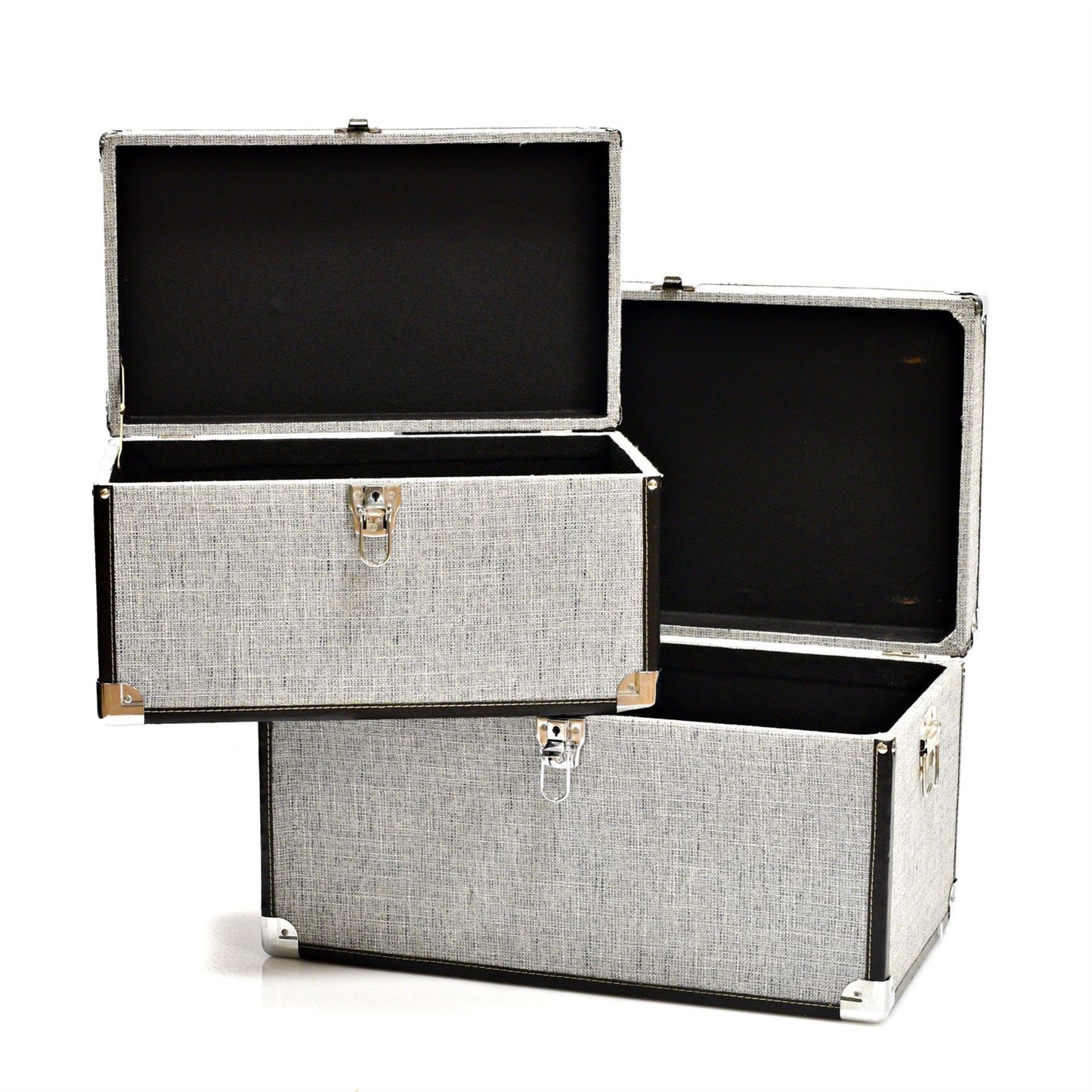 Hestia Set of 2 Grey Linen Storage Trunks