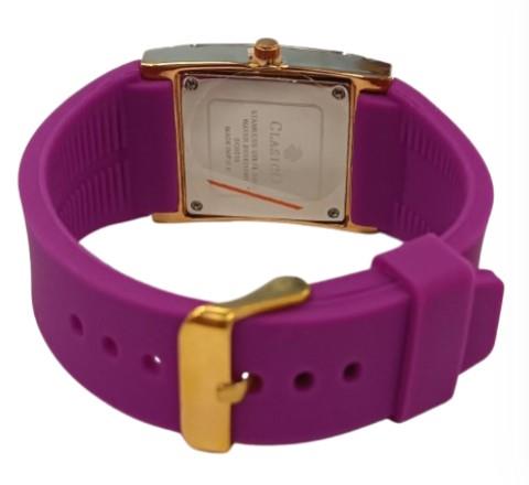 Clasico Ladies Water Resistant Bling Big Square Dial Rubber Strap WatcH  Available Multiple colour