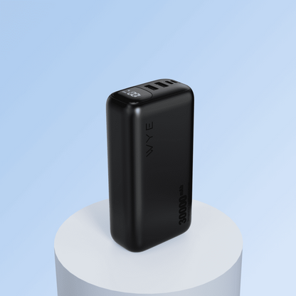 WYE Flux Super Fast Charging Power Bank – 30000mAh, Dual USB-A + USB-C, LED Display
