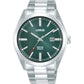 Lorus Mens Solar Powered Green Dated Dial Stainless Steel Bracelet Watch RX331AX9