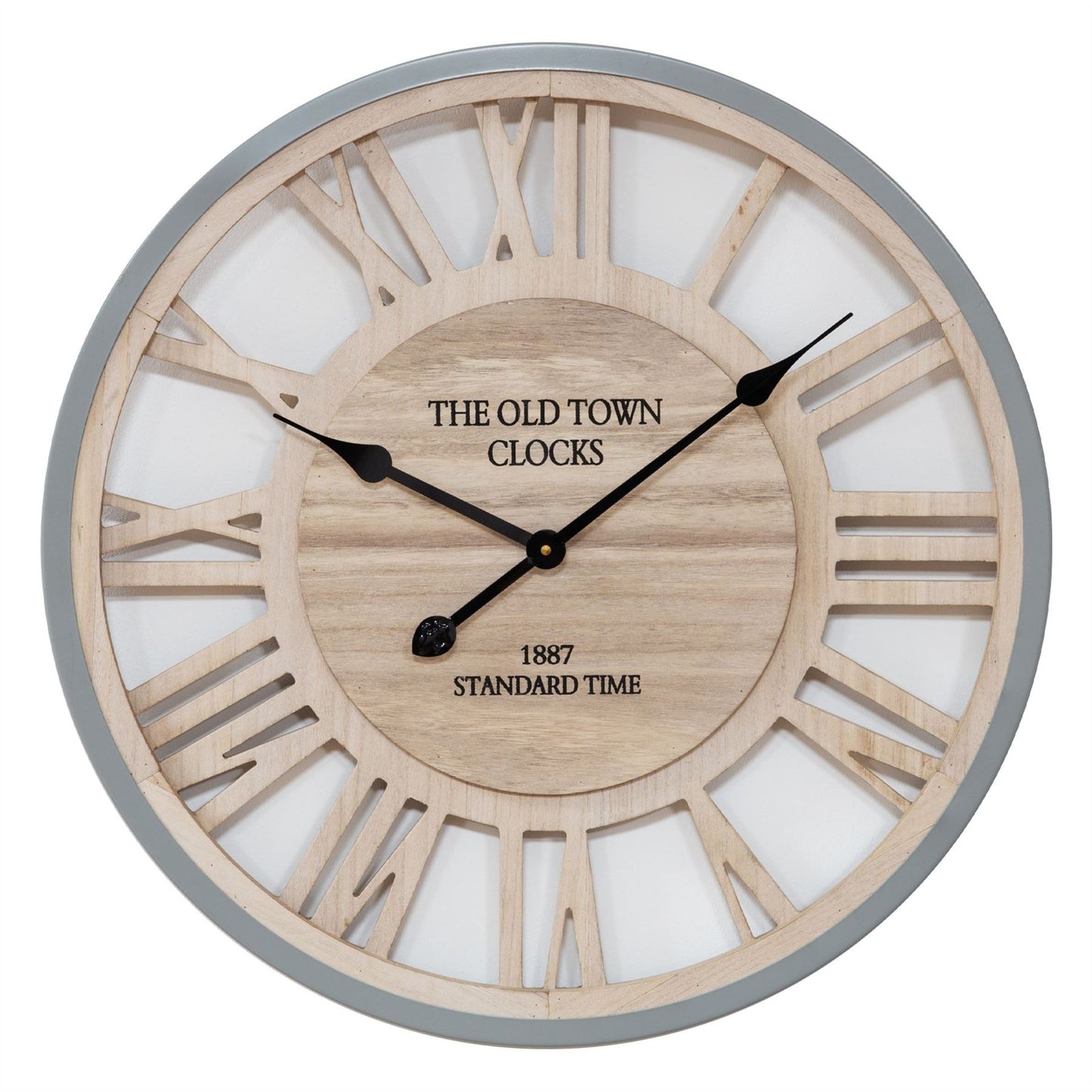 Hometime Wood Wall Clock Cut Out Roman Numerals 60cm