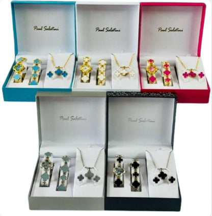 Paul Salatini Ladies Fashion Bling Dial Silver Bracelet Watch Bracelet, Necklace & Earrings Gift Sets 2531 Available Multiple Coloue