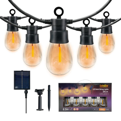 ExtraStar LED Solar Bulb String Lights, 6.5m, 10 bulbs, 1800K