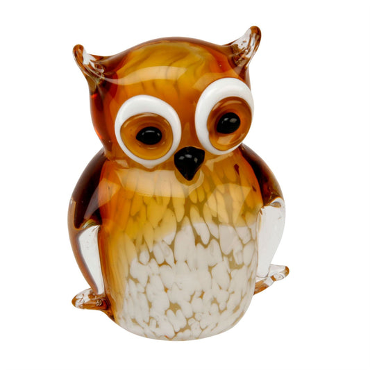 Objets d'art Glass Figurine - Amber/White Owl