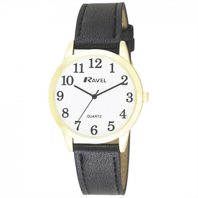 Ravel Mens Basic Classic Leather Strap Watch R0132GC Available Multiple Colour