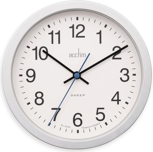 Acctim Bromham Non Ticking Sweep Seconds Hand Wall Clock 20cm Diameter Black