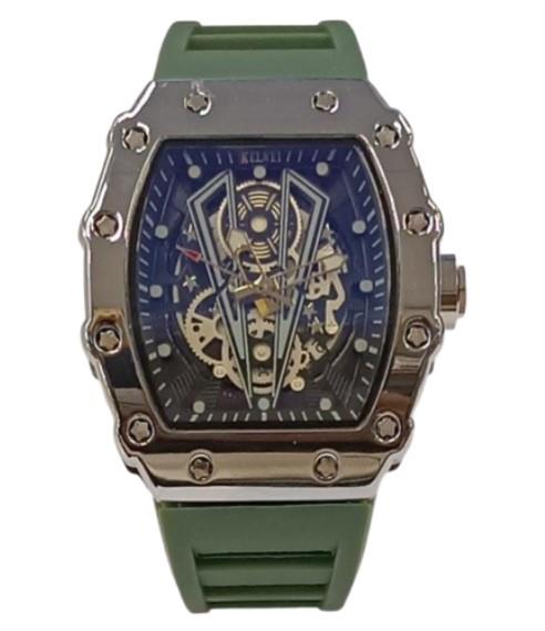 Fashion Mens Quartz Movement Screw Decoration Skeleton Dial Rubber Strap Watch Available Multiple Colour (NY London)