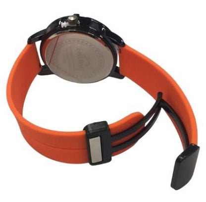 Heryi Rubber Gents Fashion Quartz Date Orange Round Multi Dial Orange Rubber Magnetic Strap Watch