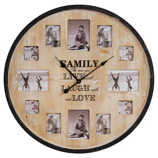 Hometime Wooden Multi Aperture Frame Clock "Family" 80cm