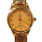 Clasico Ladies Bling Dated Water Resistant Round Dial Gold Metal Strap Watch