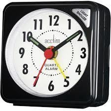 Acctim Ingot Quartz Travel Alarm Clock Light & Snooze Available Multiple Colour