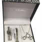 Paul Salatini Ladies Bling Black Dial Silver Barcelet, Necklace, Earring with Watch Gift Sets 8085-BLK-SIL