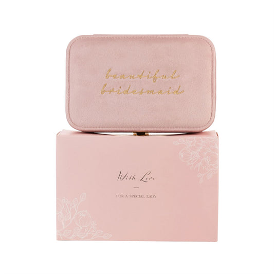Amore Pink Velvet Jewellery Box "Beautiful Bridesmaid"