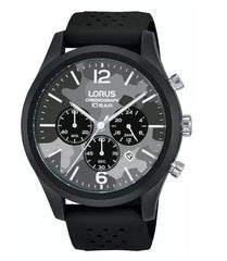 Lorus Mens Sports Chronograph Dated Grey Dial Black Rubber Strap Watch RT397HX9 BRAND NEW BUT NEEDS BATTERY