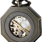 Boshiya Mens Mechanical Hand Winding Half Hunter Steampunk Bronze Pocket Watch