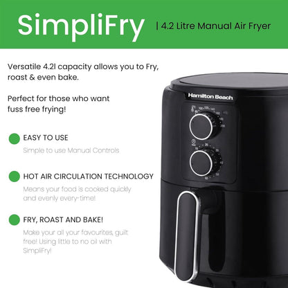 Hamilton Beach SimpliFry 4.2L Air Fryer 1800W