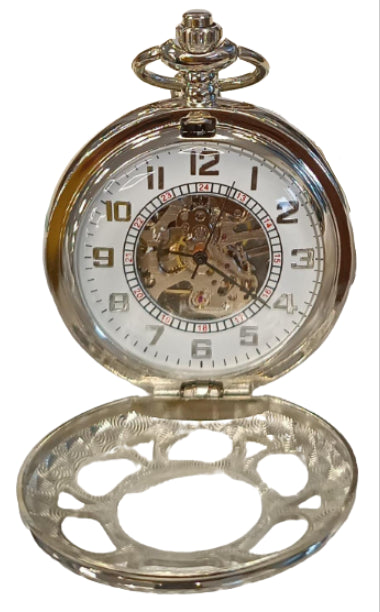 Mens & Ladies Mechanical Hand Winding Half Hunter Steampunk Silver Pocket Watch