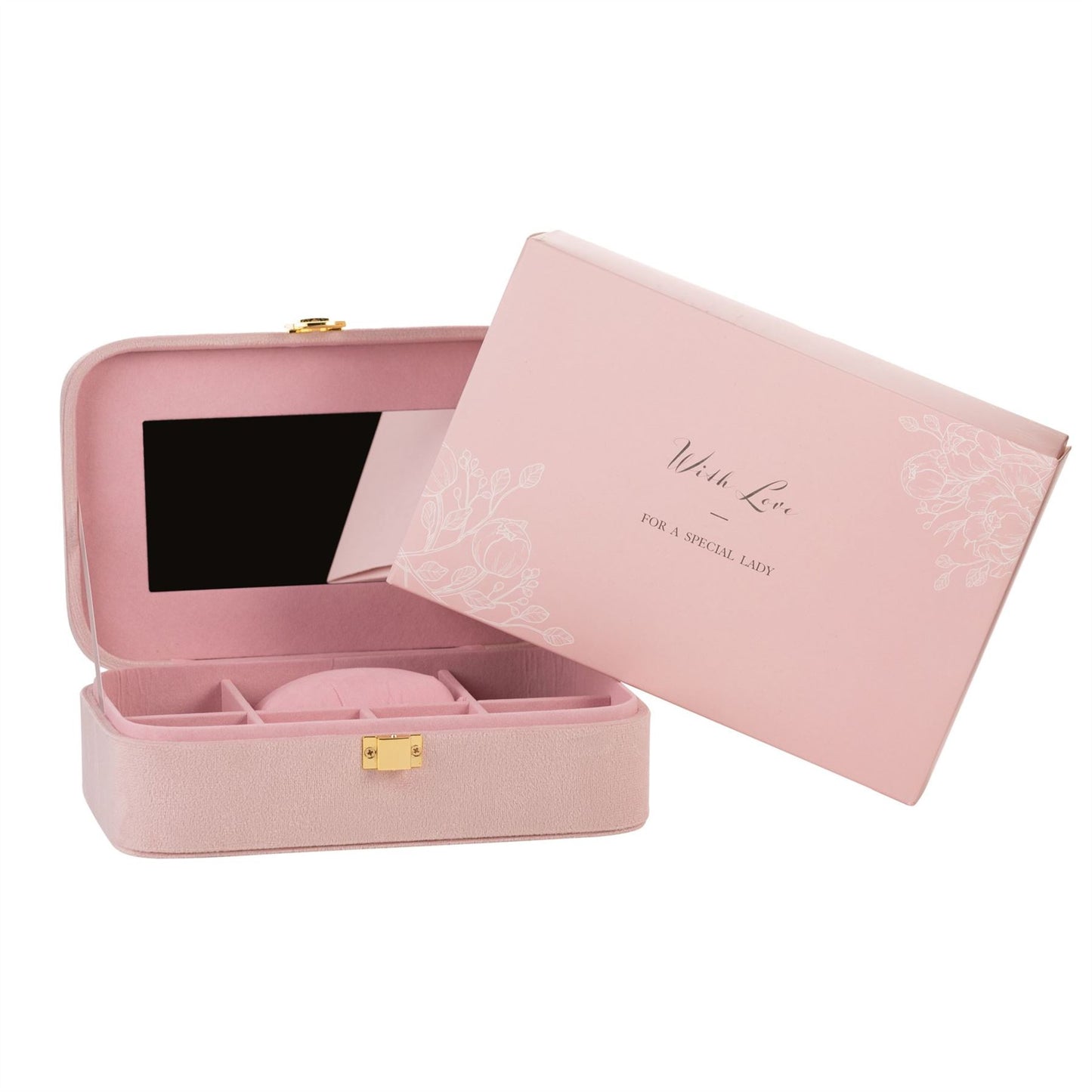 Amore Pink Velvet Jewellery Box "Beautiful Bride"